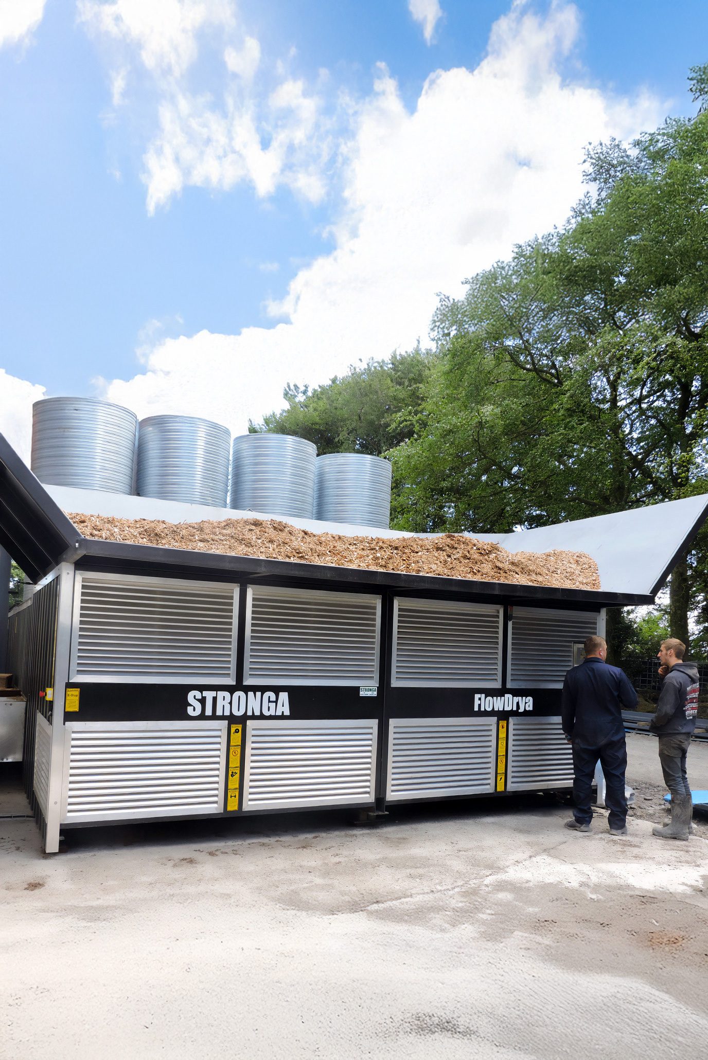 FlowDrya FD60 drying wood chips in Wales